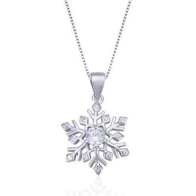 S925 Sterling Silver Necklace with Diamond Decorate